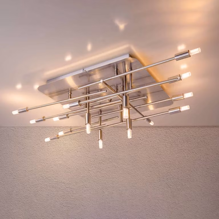 Näve Plafoniera soffitto Ancona, Alluminio / Grigio / Zincato, Soggiorno / Sala da pranzo, Metallo, Plafoniera