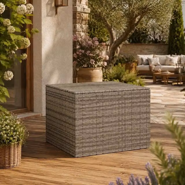 Garden Storage Box Grey 291L Poly Rattan