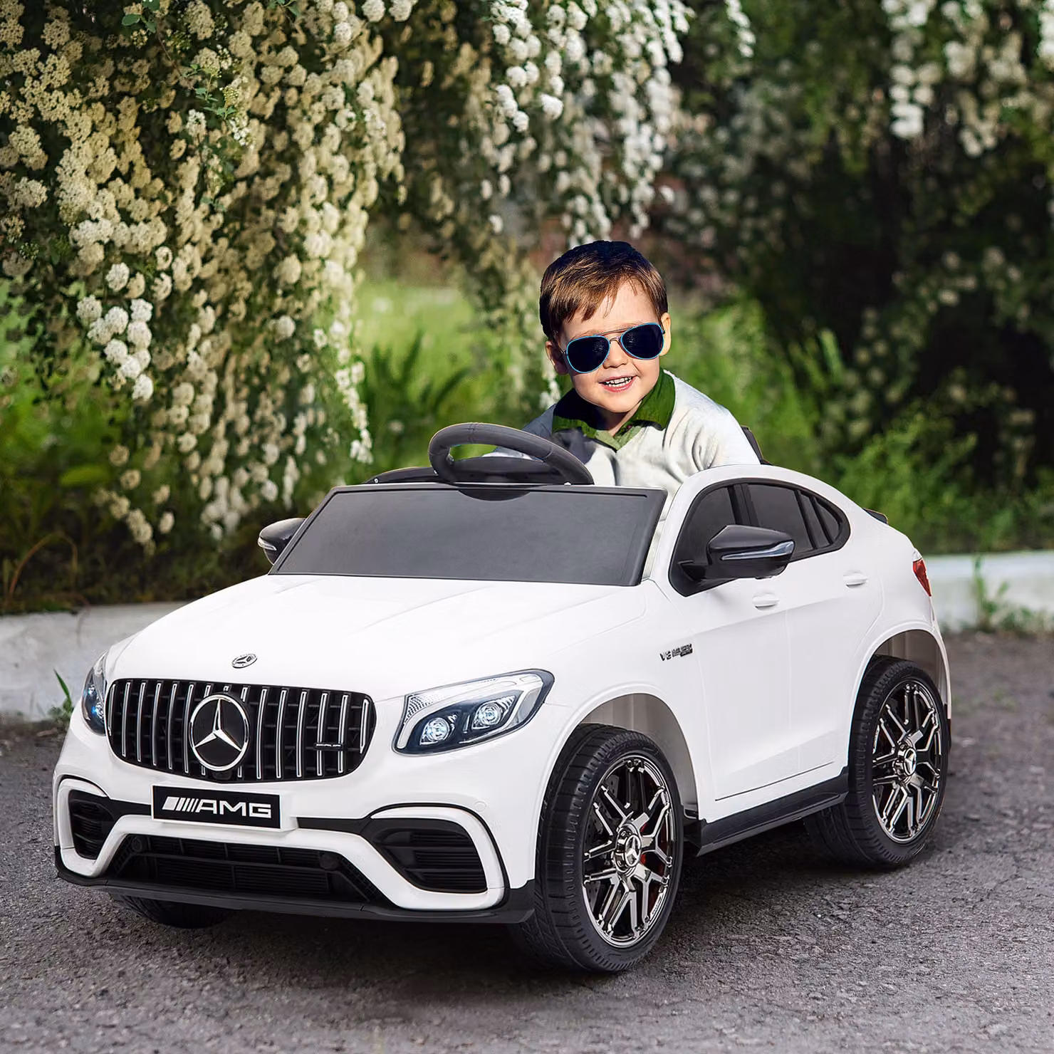 Auto Elettrica Mercedes HOMCOM per Bambini 3-5 Anni con Telecomando e Cintura di Sicurezza, Bianco – 2