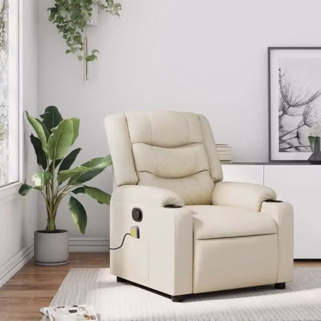 Poltrona reclinabile relax vidaXL in similpelle beige con braccioli e leva manuale