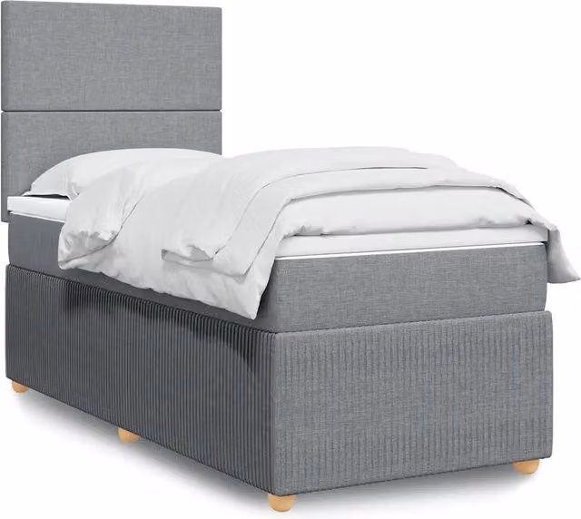 Giroletto a Molle con Materasso Grigio Chiaro 90x200 cm Tessuto 3291932