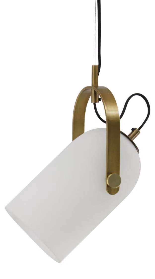 Lampada a sospensione Candace in vetro e metallo bianco