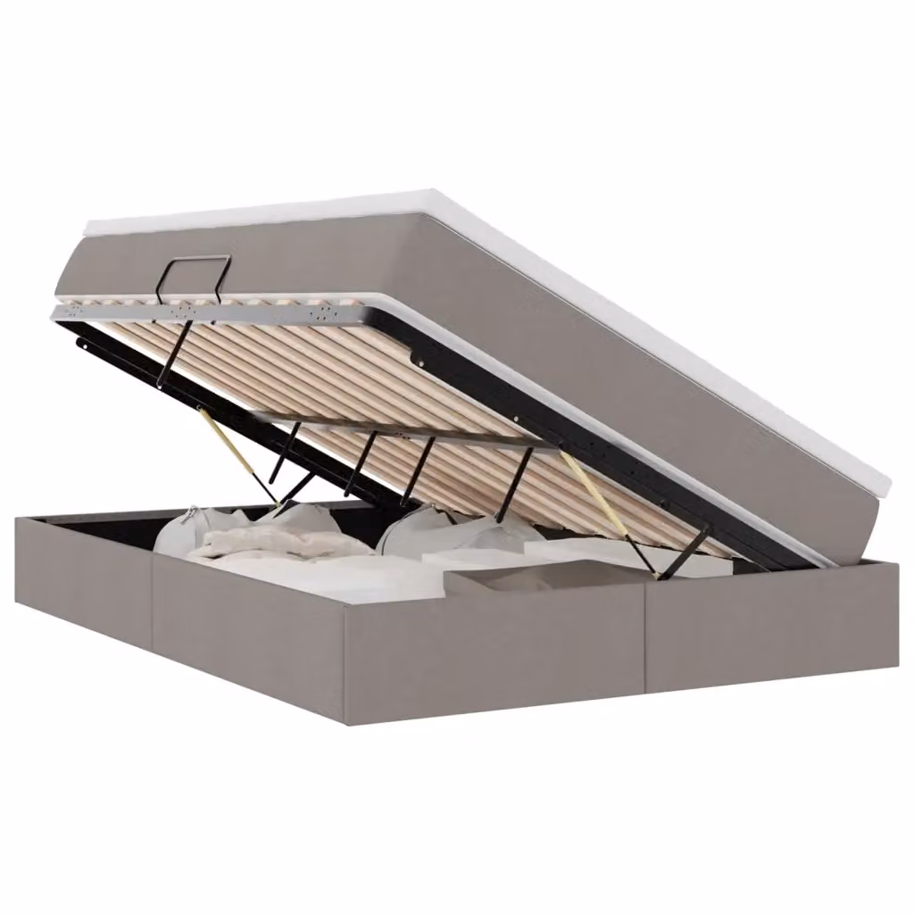 Letto con contenitore e materasso ibrido vidaXL in tessuto beige o grigio L/P/H: 200 x 140 x 48,5 cm – 2