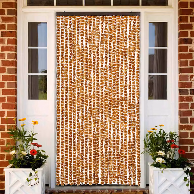 Zanzariera vidaXL in ciniglia color ocra e bianco L 90 cm x H 220 cm