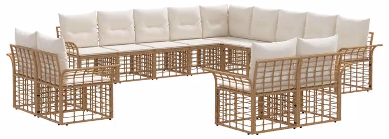 Set di divani da esterno 13 pcs Naturale e Bianco Crema