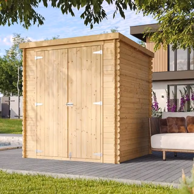 Casetta da giardino in legno TIMBELA M309C1 grigia, superficie 3,53 m², L: 204 cm, P: 204 cm, H: 190 cm