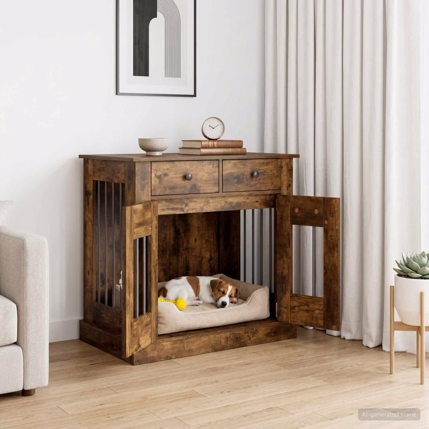 Mobile da cassa per cani vidaXL in Rovere Fumo, L: 80 cm, P: 47,5 cm, H: 80 cm