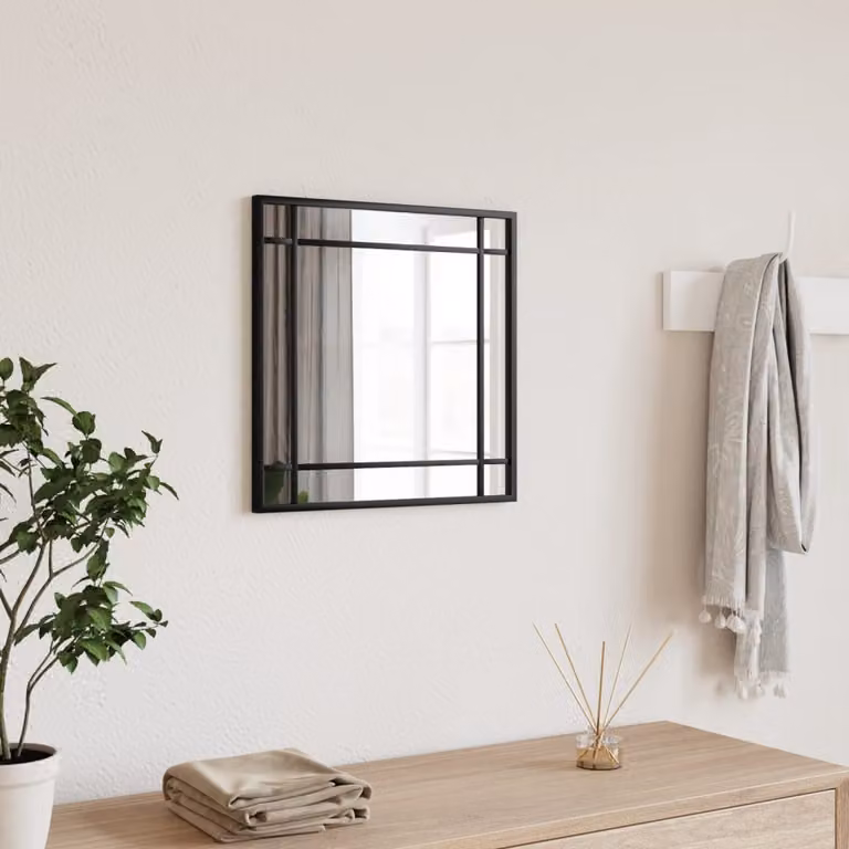 Specchio da parete quadrato vidaXL in metallo e vetro nero L: 40 cm, H: 40 cm