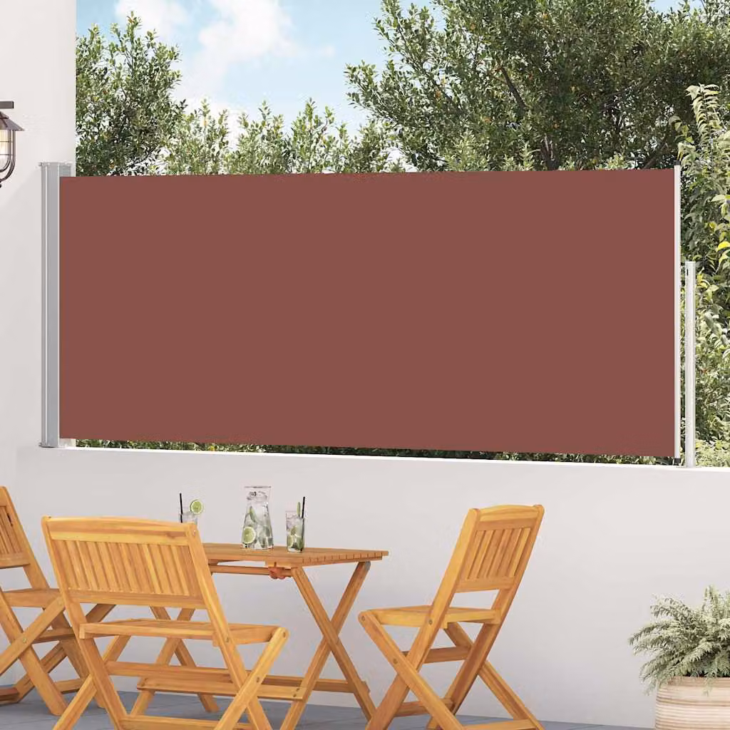 Tenda Laterale Retrattile per Patio vidaXL in Poliestere e Acciaio, Marrone, L: 514 cm, H: 117 cm