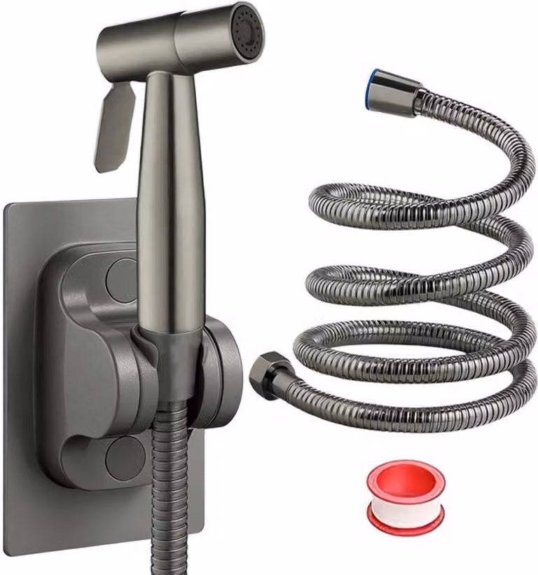 Spruzzatore per toilette in acciaio inossidabile, adatto per toilette e bagni, con doccetta manuale e tubo in acciaio inossidabile da 1,5 metri. Kit spray per bidet, ideale per l'igiene personale