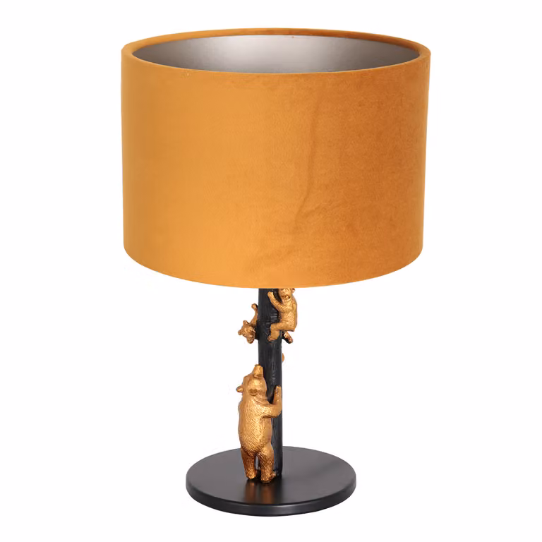 Lampada da tavolo - nero - Animaux - metallo tessile velluto - Ø 17cm - E27 - 8235ZW - Anne Lighting