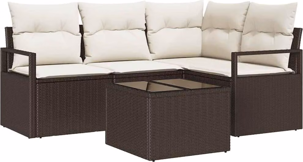 Set di divani 5 pcs Marrone polyrattan