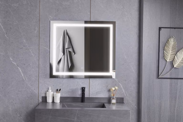 Specchio con illuminazione - Bianco - Antiappannamento, 30 W, 70 x 120 cm