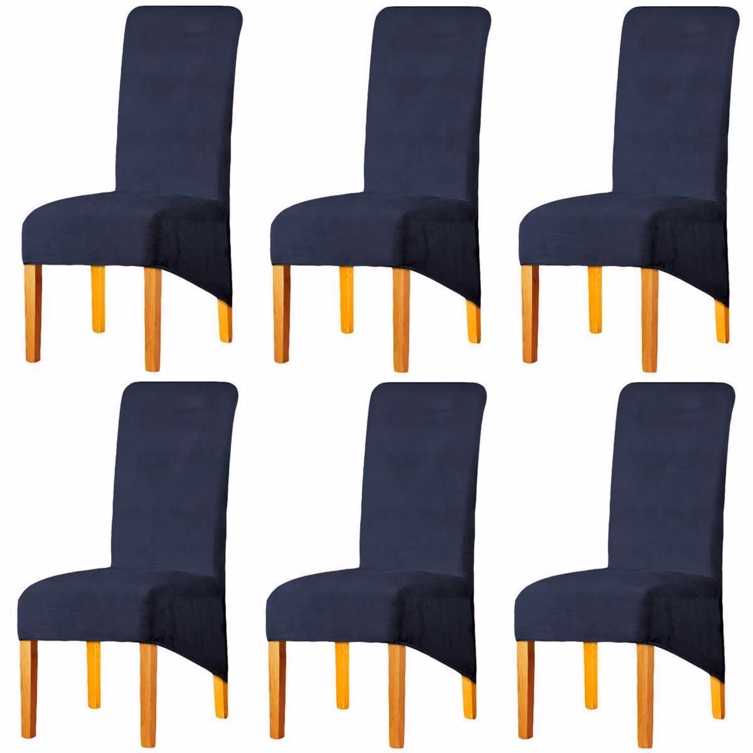 Set di 6 coprisedie elasticizzati, removibili e lavabili, adatti per sedie da pranzo, colore blu navy