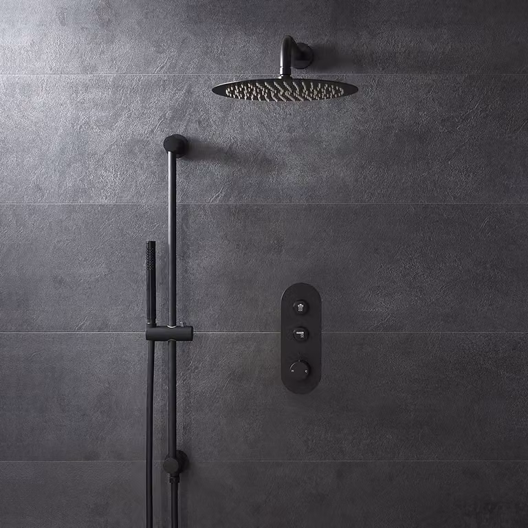 Set Doccia Termostatico con Pulsanti, Soffione e Doccetta con Asta Saliscendi (2 Vie) - Idro