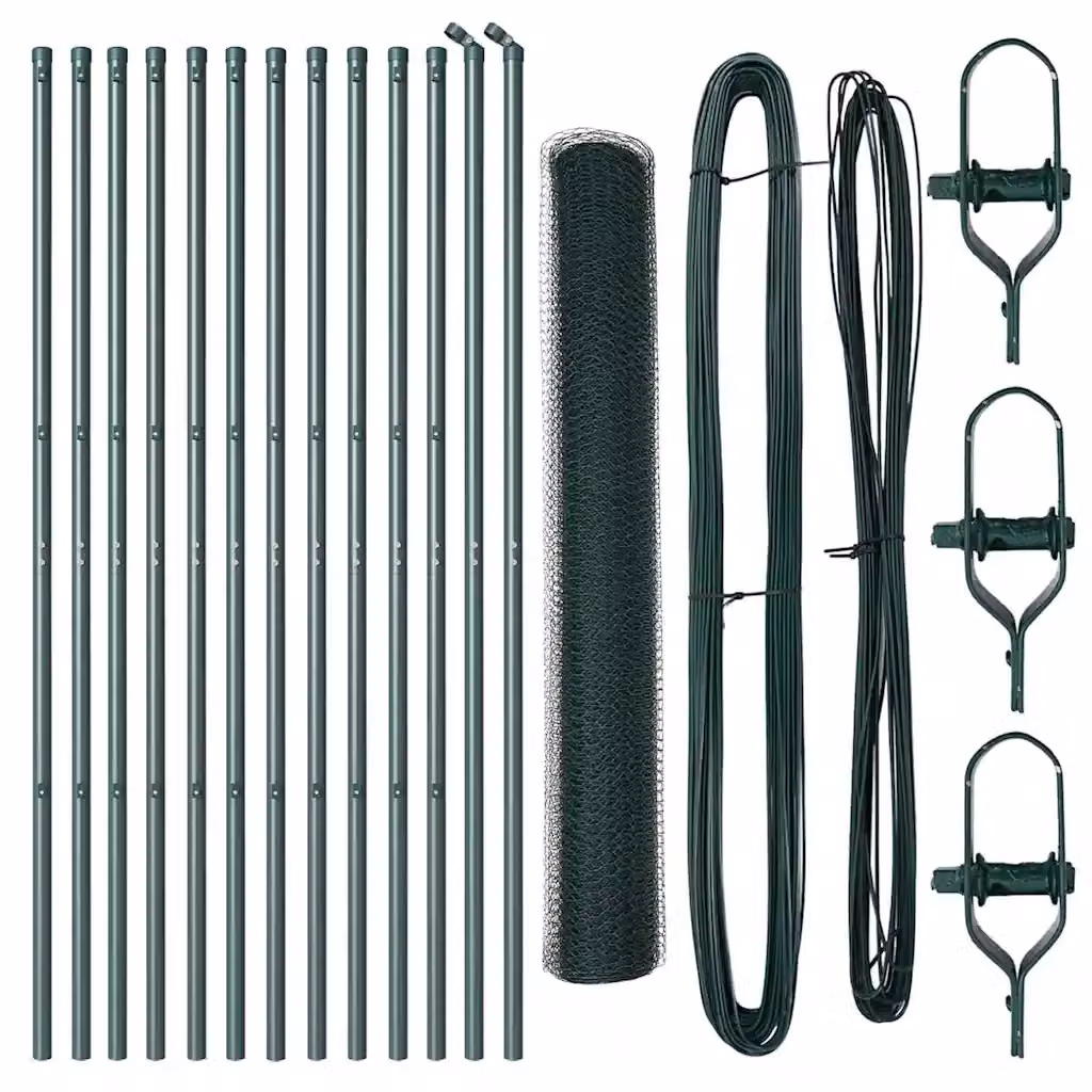 Recinzione esagonale in acciaio rivestita in PVC verde vidaXL, L: 25 m, H: 1,2 m – 2