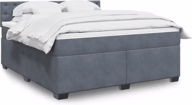 Letto a molle vidaXL con materasso a molle insacchettate in velluto grigio, L/P: 180 x 200 cm