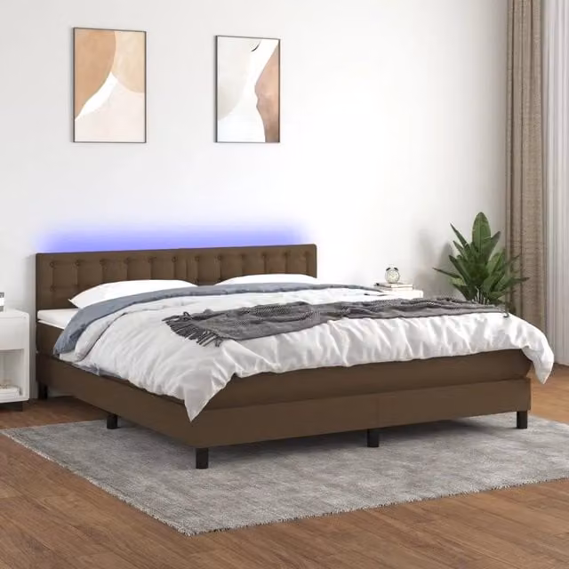 Letto Ibrido con Illuminazione LED e Porte USB vidaXL in Tessuto Marrone e Bianco L/P/H: 160 x 200 x 78 cm