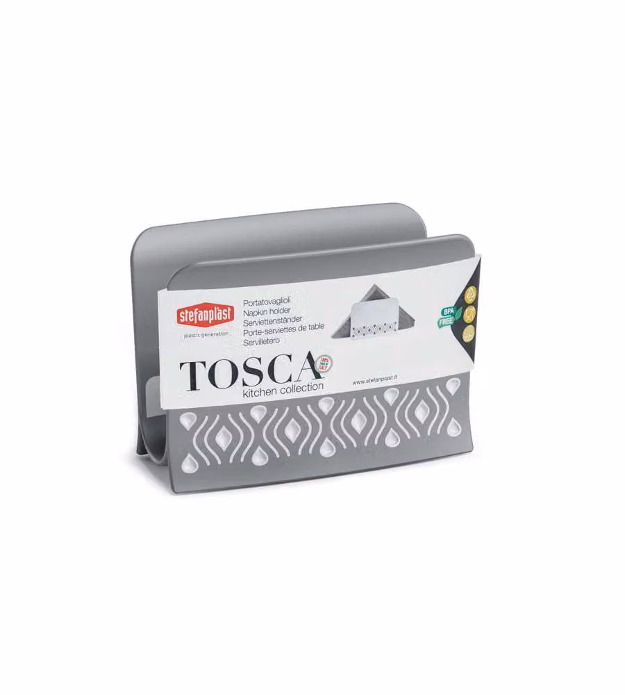 Portatovaglioli Verticale Stefanplast Tosca Grigio L: 15,5 cm, P: 7,5 cm – 2
