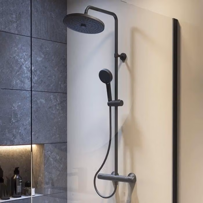 Duschsystem CERATHERM con CeraTherm T25 Brausetherm. silk blac silk black