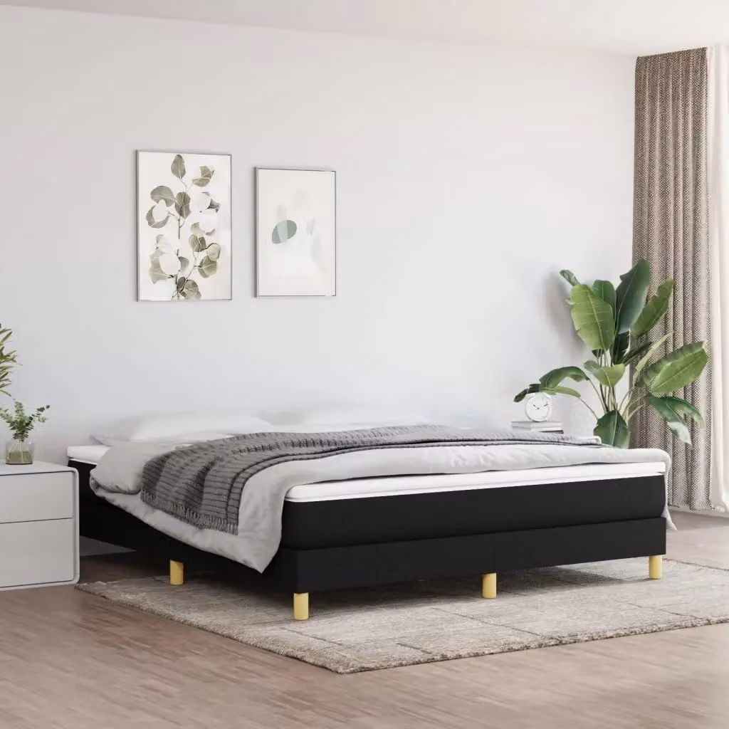 Letto matrimoniale Design In nero con struttura a rete a molle e listelli in legno L: 180 cm x P: 200 cm – 2