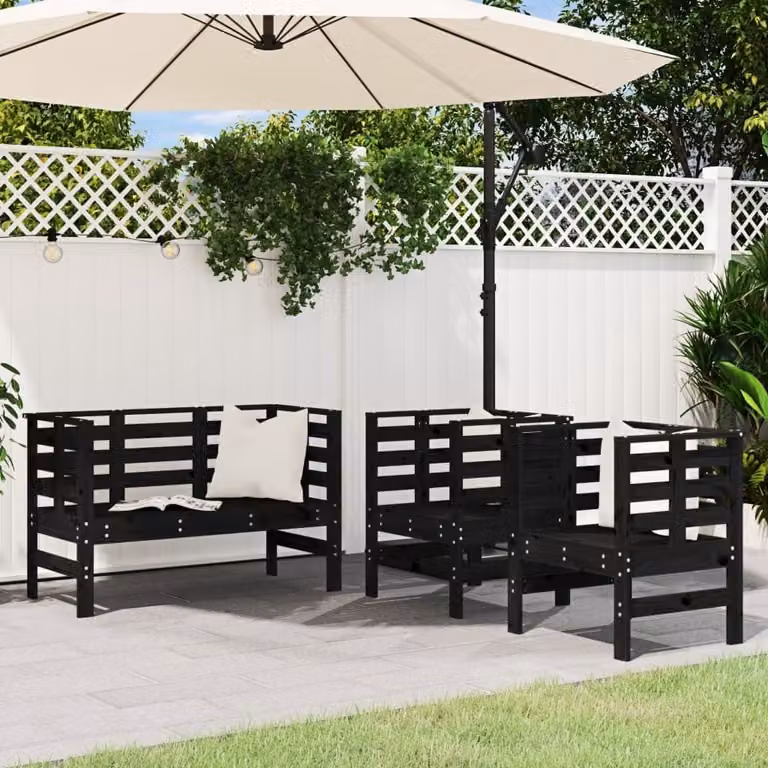 Maison Exclusive - Set da giardino 3 pezzi nero in legno massello di pino