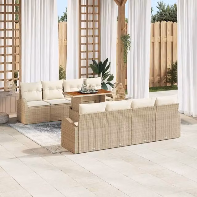 Set Divano da Giardino 7 pz Beige e Crema 3349560