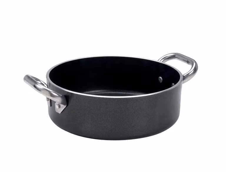 Casseruola Bassa AlBlack in alluminio antiaderente 5mm con due maniglie, diam. 20cm