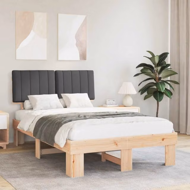 Letto con Testiera Rivestita-Struttura Letto con Testiera Grigio scuro 120 x 190 cm 400196
