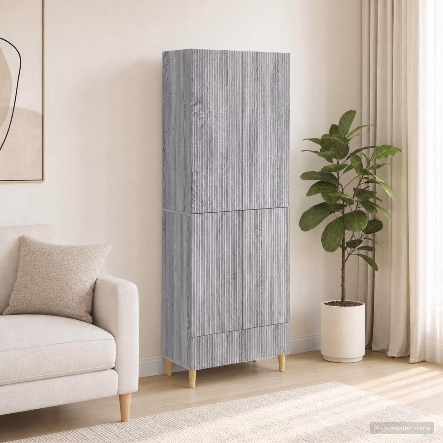 Set di 2 armadi a muro vidaXL in legno MDF grigio opaco con ripiani interni e ante a battente L/P/H: 95,0 x 34,5 x 66,0 cm