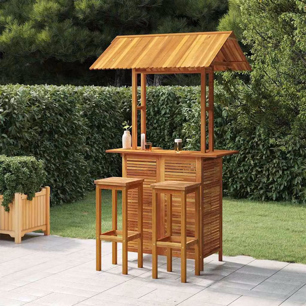 Set da Bar per Giardino vidaXL in Legno di Acacia Marrone, 3 Pezzi – 1