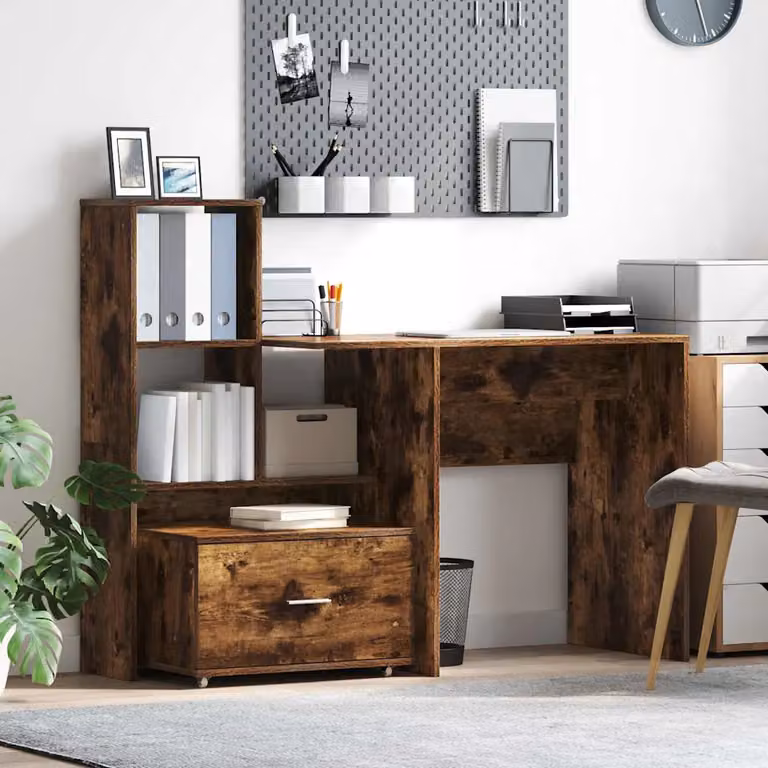 Carrello mobile con cassetti vidaXL in rovere fumé L 55 cm, P 45 cm, H 31 cm
