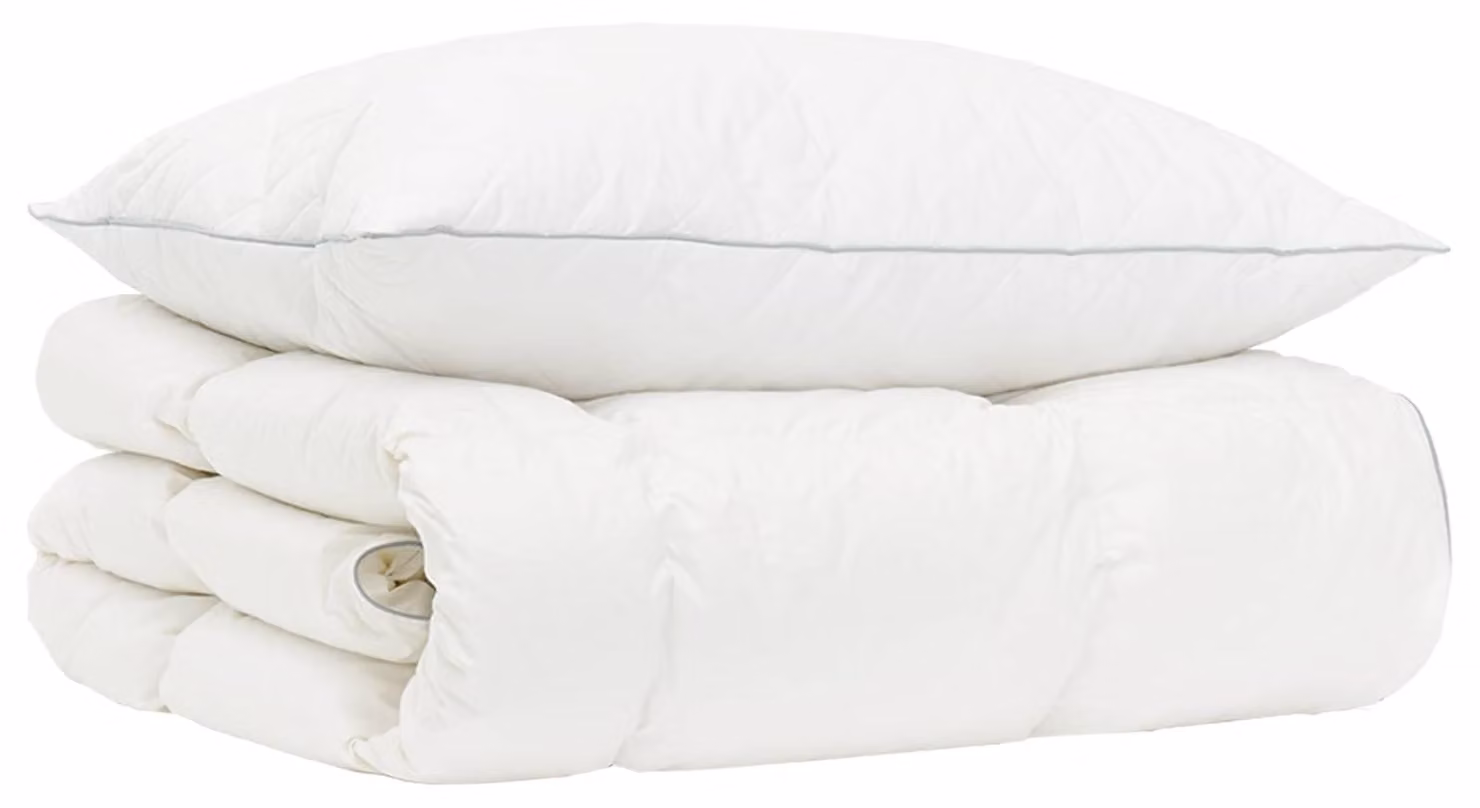 Set di piumini per letto in piuma d'oca, 90%, modello FULDA, 2 pezzi, dimensioni 135 x 200 cm, colore bianco