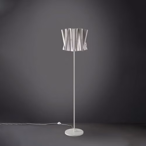 Linea Zero Piantana Base e Stelo in Metallo Folio Paralume Argento Diametro 40x h164 cm