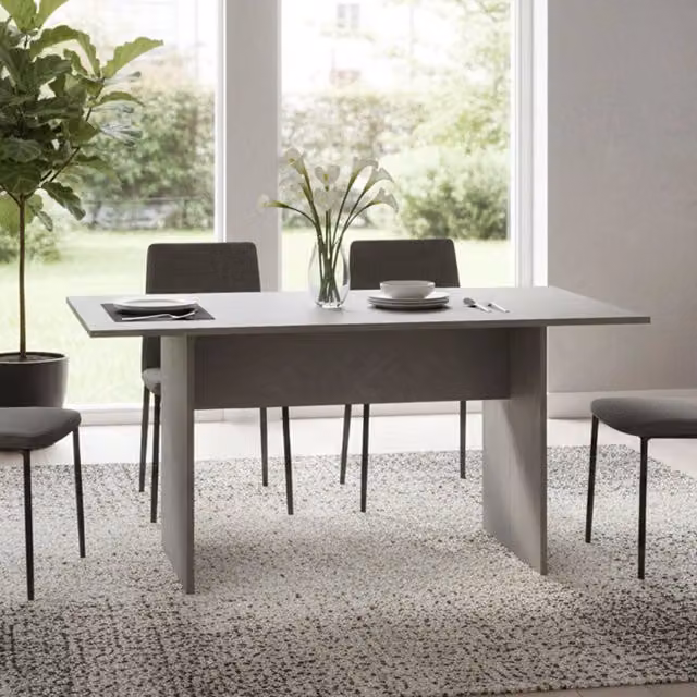 Consolle allungabile Agrippino DMORA colore grigio cemento, tavolo da pranzo moderno con apertura a libro L/P/H: 120 x 70 x 75 cm
