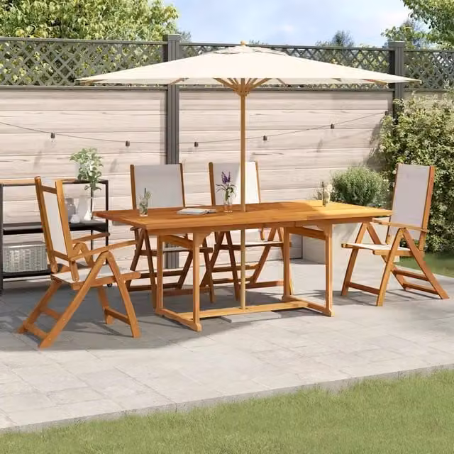 Set Pranzo da Giardino 5pz Legno Massello di Acacia e Textilene 3279288