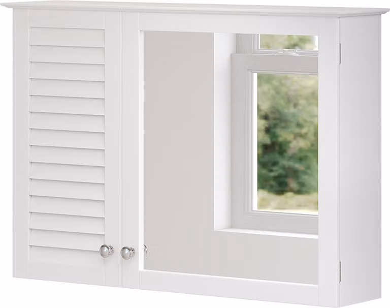 Specchio contenitore bagno Vicco Riad Bianco 68 x 48 cm con 2 porte, Model 40442
