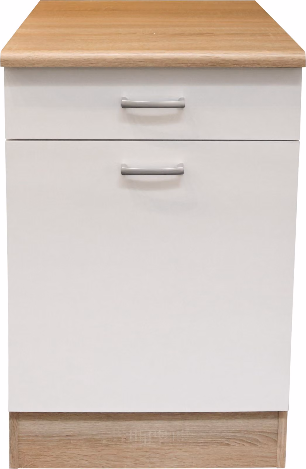 Mobile base >Ailina< in rovere Sonoma / bianco, materiale derivato dal legno - 50x90x60 cm (LxAxP)