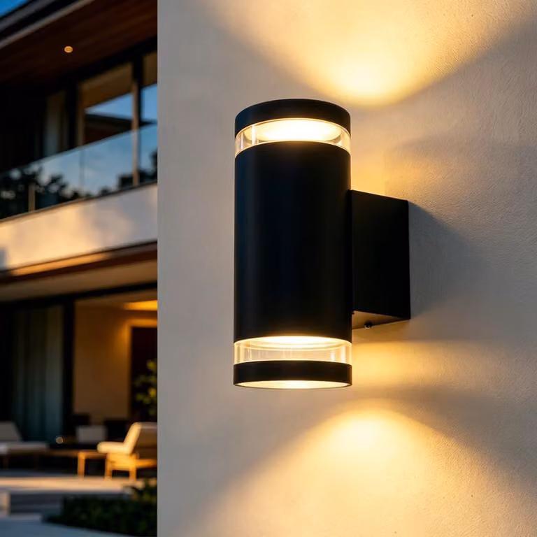 Lampada da parete IP54, orientabile verso l'alto e verso il basso, colore nero, attacco GU10, dimensioni 18x7,5x11 cm, realizzata in alluminio