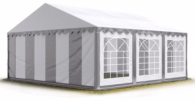 TOOLPORT Tendone per feste 4x6 m PVC grigio-bianco 100% impermeabile Tendone da esterno Tenda party