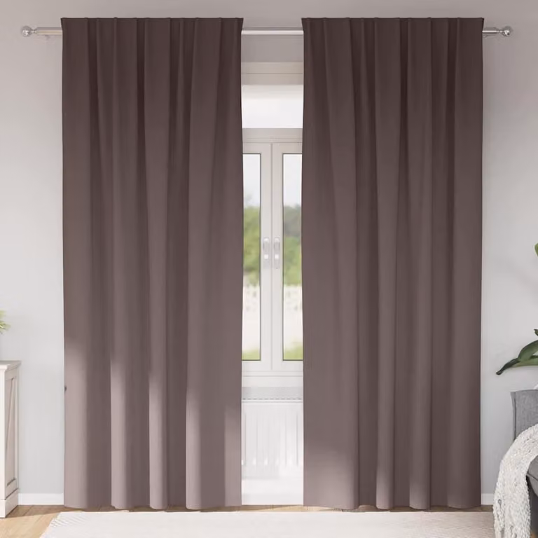 Tende Blackout con Anelli 2 pcs Marrone Scuro 245 x 140 cm