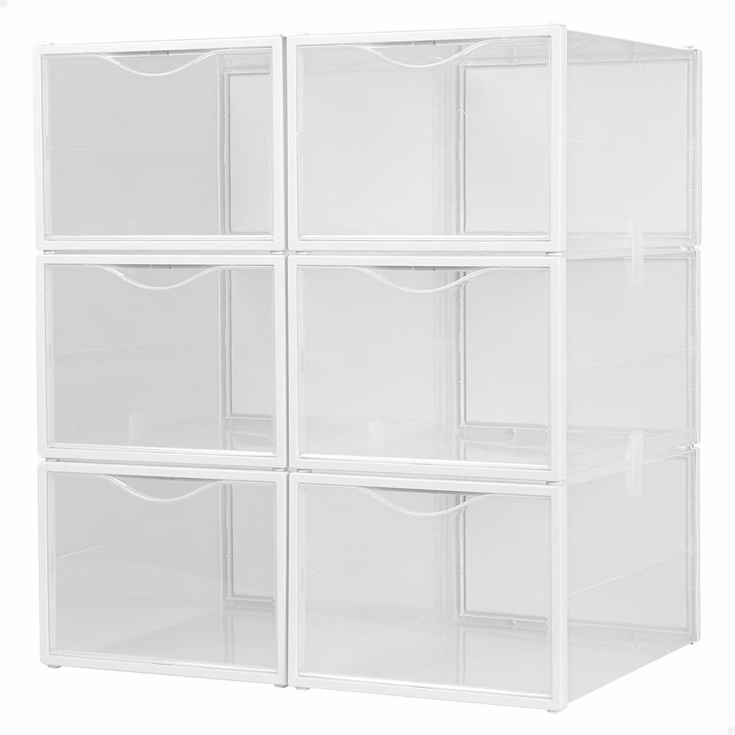 Scatole per scarpe in plastica - Trasparente - Impilabili - Antiribaltamento - Set da 6