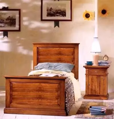 Letto singolo classico in legno di pino color noce Mobili 2G L/P/H: 103 x 209 x 110 cm – 2