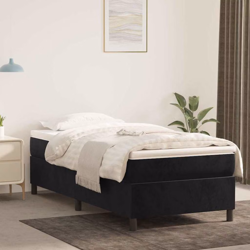 vidaXL Struttura Letto Imbottita in Velluto Nero L: 90 cm, P: 200 cm, H: 125 cm