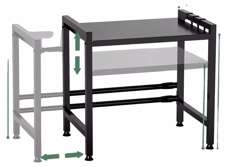 Ripiano per microonde, regolabile in altezza, organizer multifunzionale, 2 livelli, colore nero