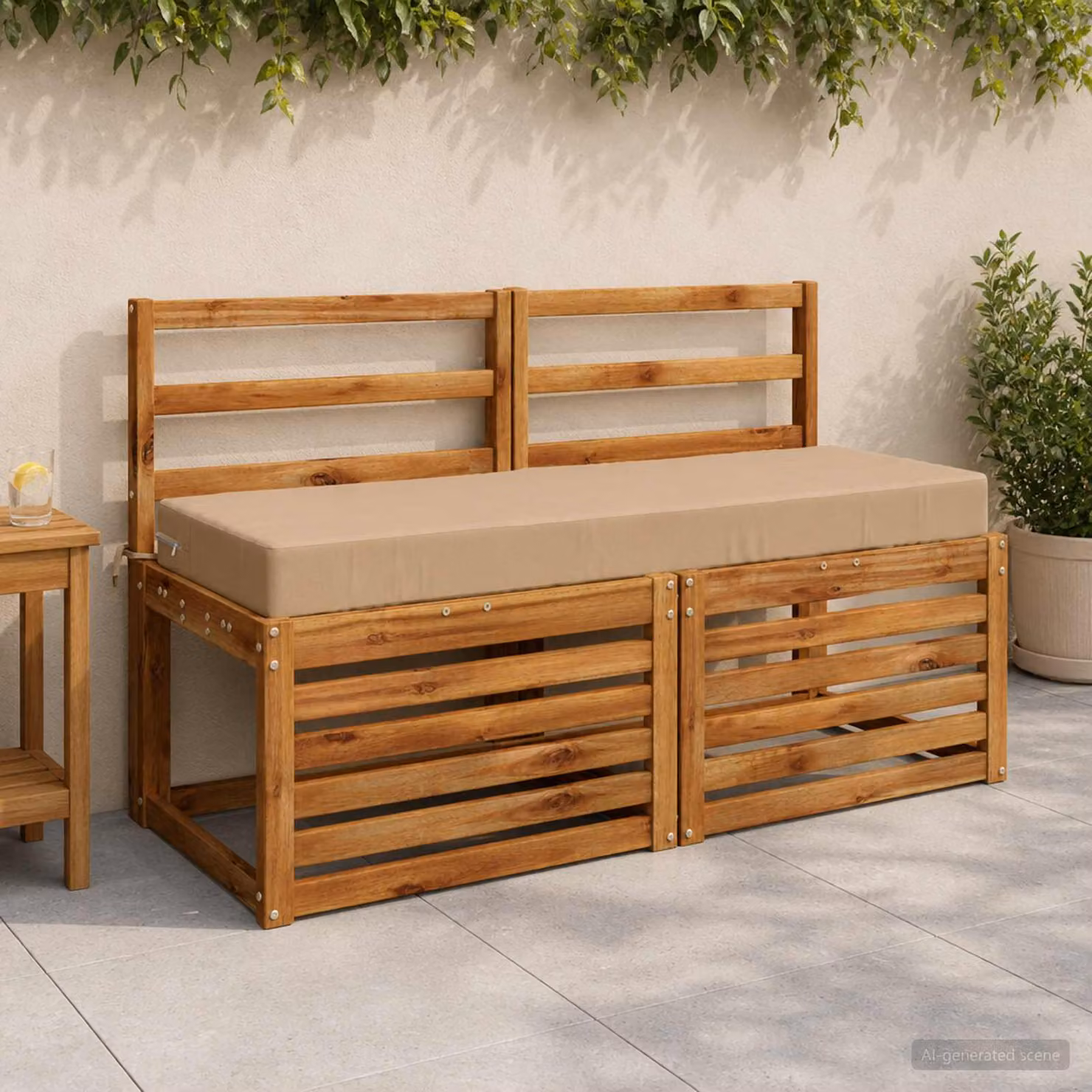 Cuscino per la seduta vidaXL SOEST in poliestere color sabbia con rivestimento lavabile e resistente ai raggi UV