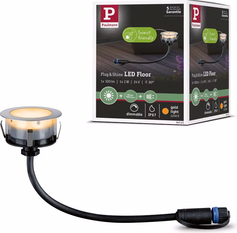 Paulmann Plug & Shine LED Luce da incasso a pavimento Luce singola a pavimento insect-friendly