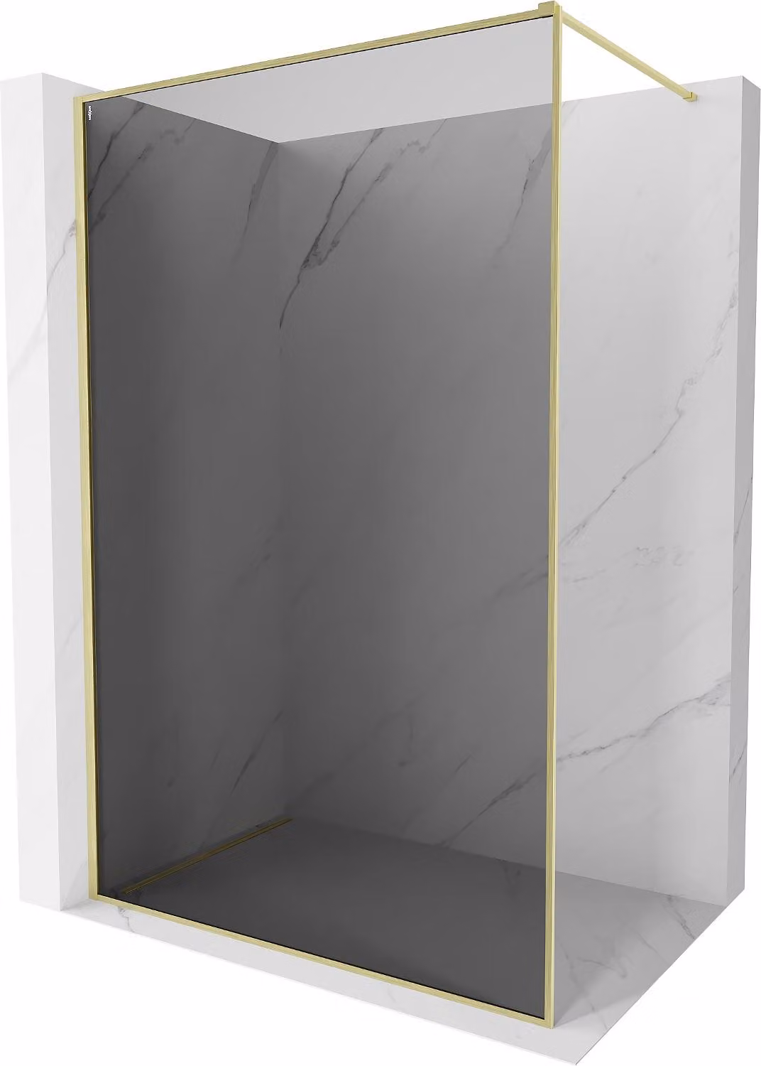 Mexen Kioto-XF parete doccia Walk-in con cornice 70 x 202 cm, grafite 10 mm, oro spazzolato - 800-070-104-55-40-X