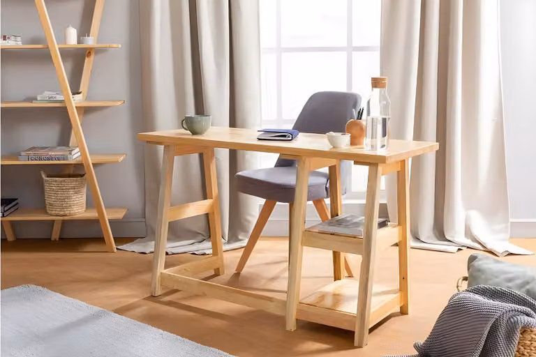 Skye Decor, Perla - Betulla, scrivania, quercia, 100 % legno di pino, 27 cm