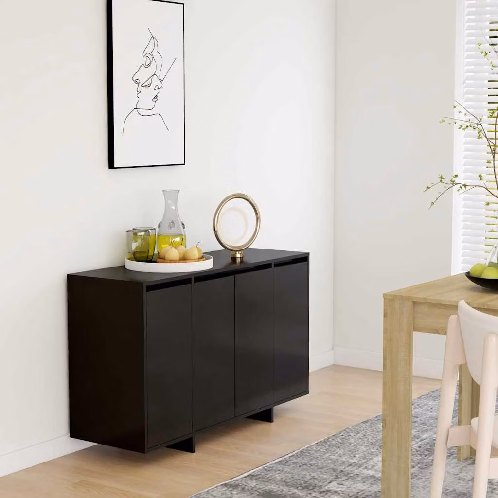 Credenza moderna vidaXL in MDF nera opaca L 120 x P 41 x H 75 cm
